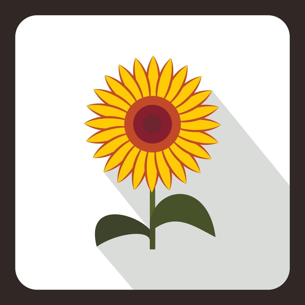 Sun flower icon, flat style vector