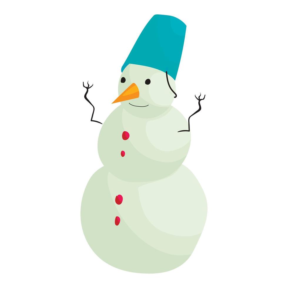 Snowman icon, cartoon style vector