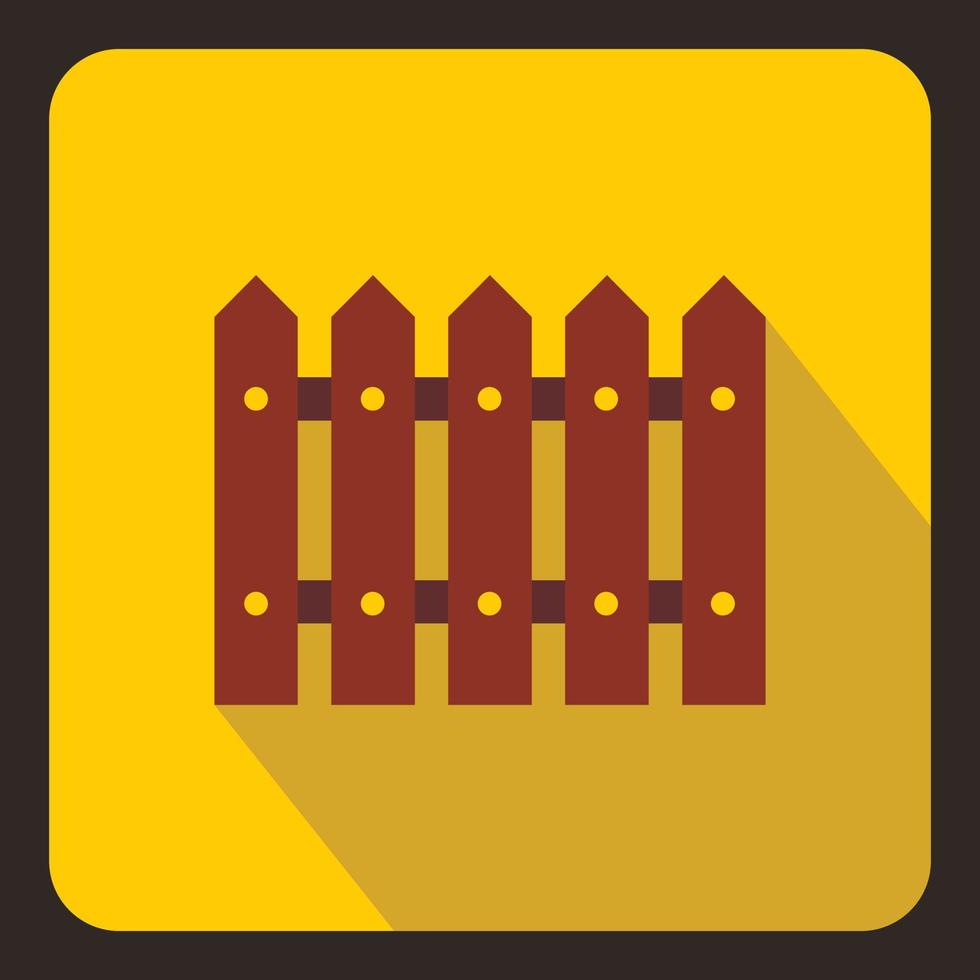 Wooden fence icon, flat style vector