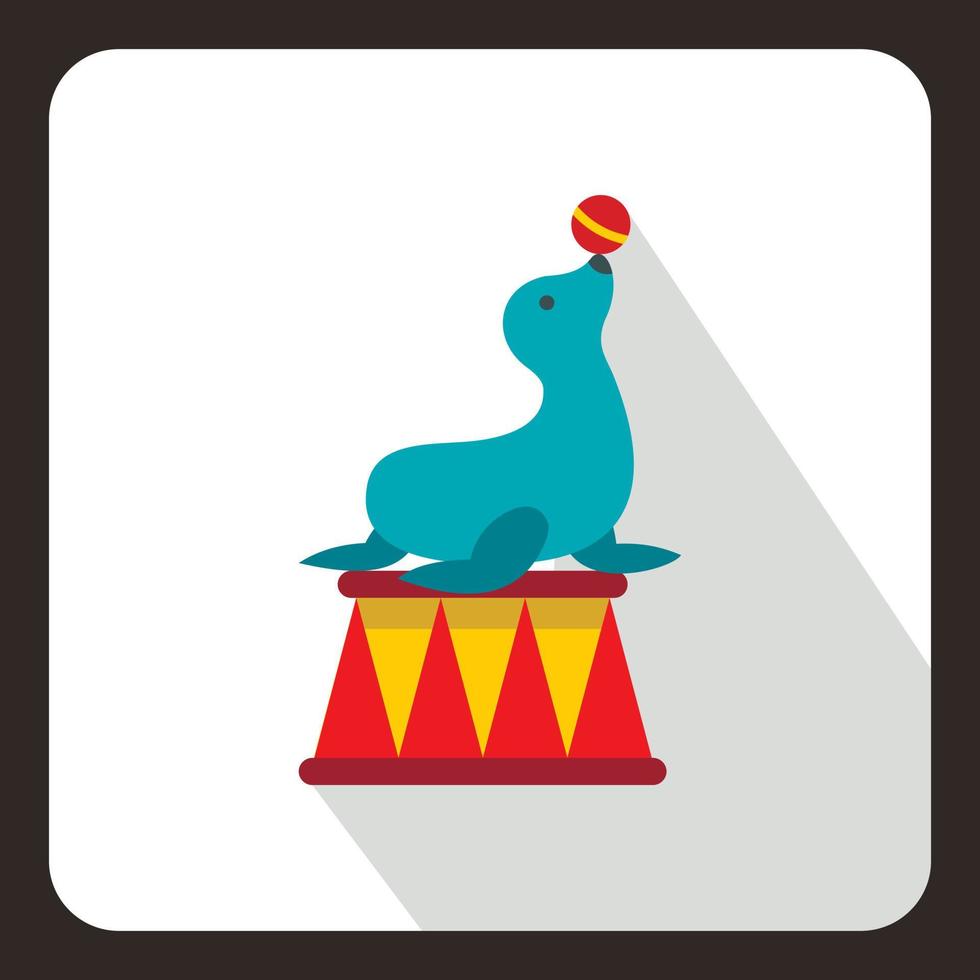 Circus seal with a bal icon, flat style vector