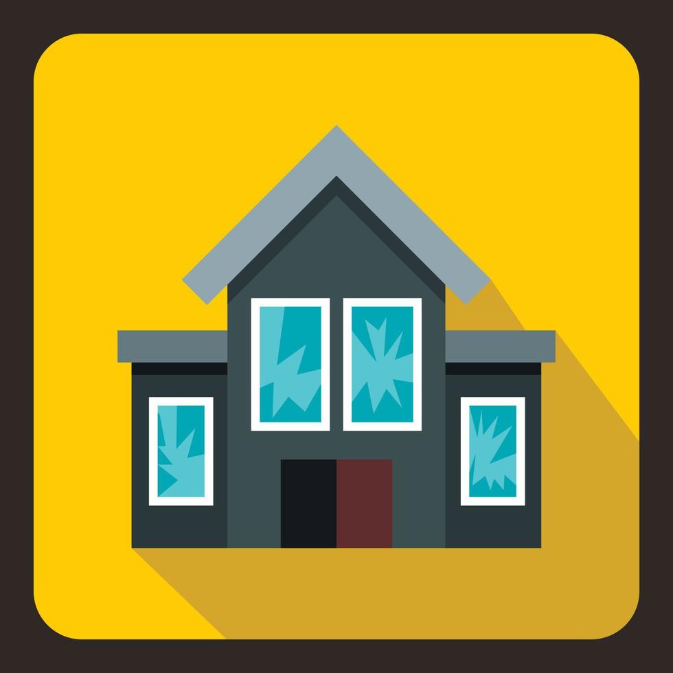 House with broken windows icon, flat style vector