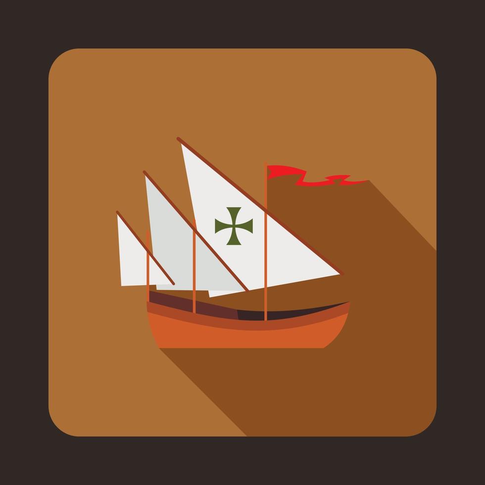 Columbus ship icon, flat style vector