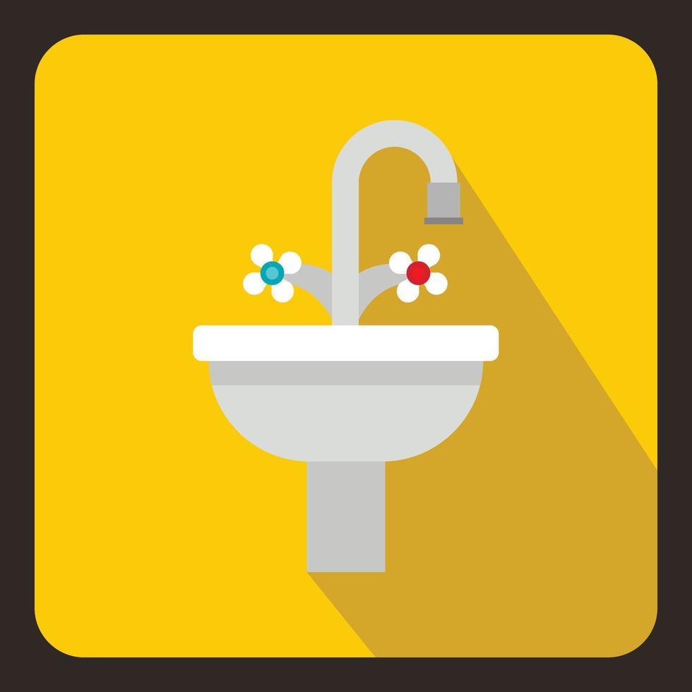 Ceramic sink icon, flat style vector