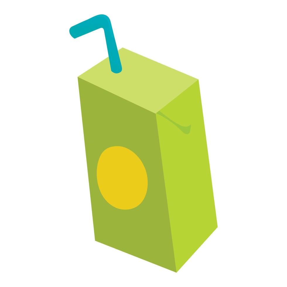 Pack juice with drinking straw icon, cartoon style vector