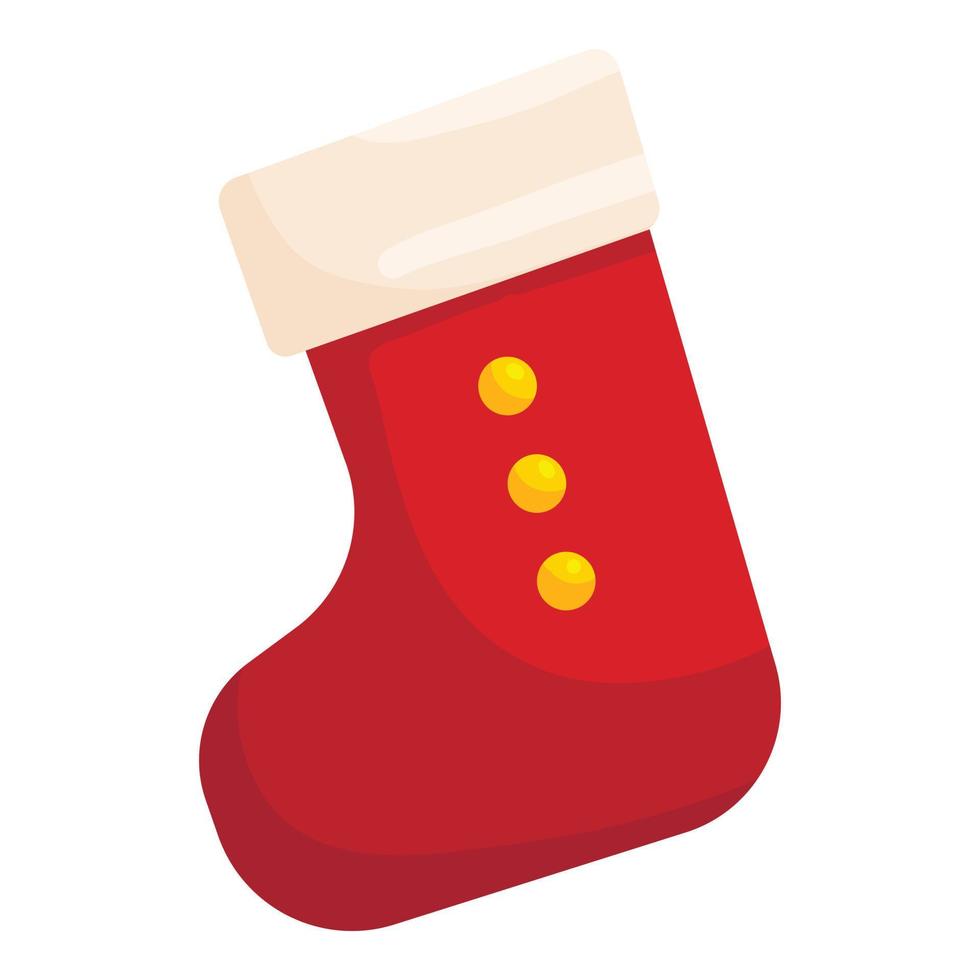 Red Christmas sock icon, cartoon style vector