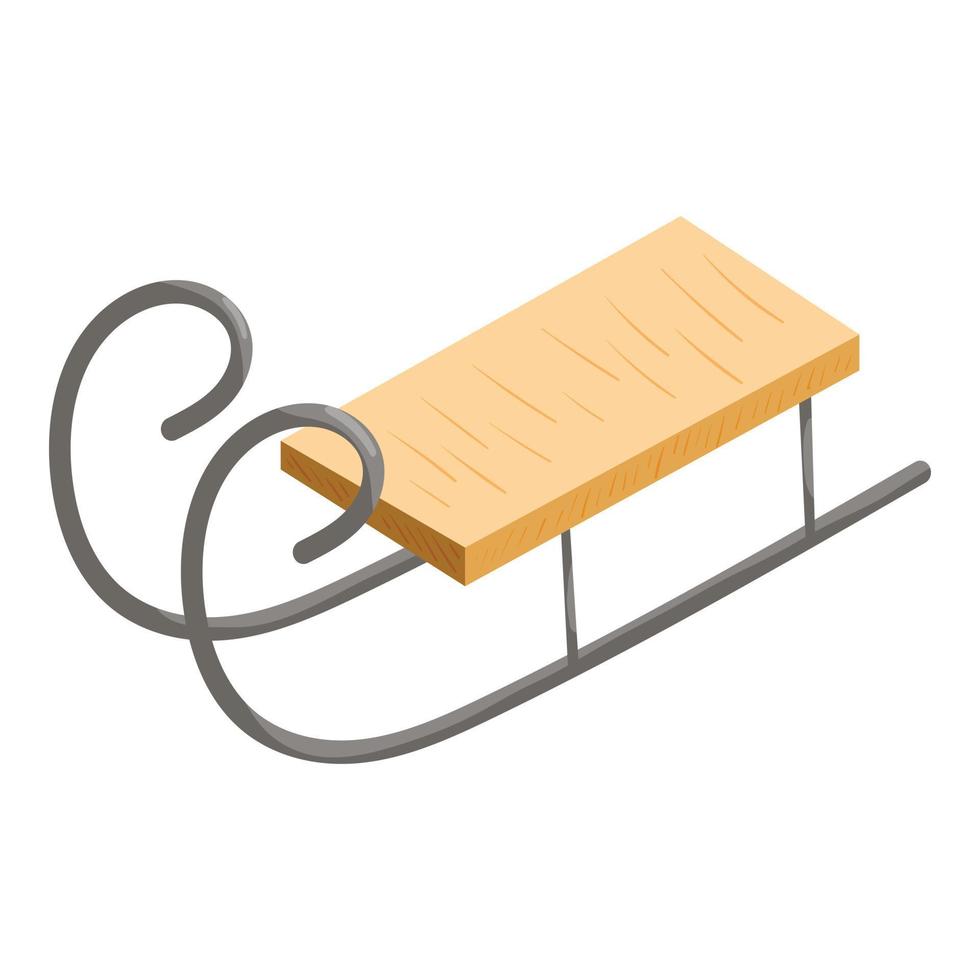 Wooden sled icon, cartoon style vector