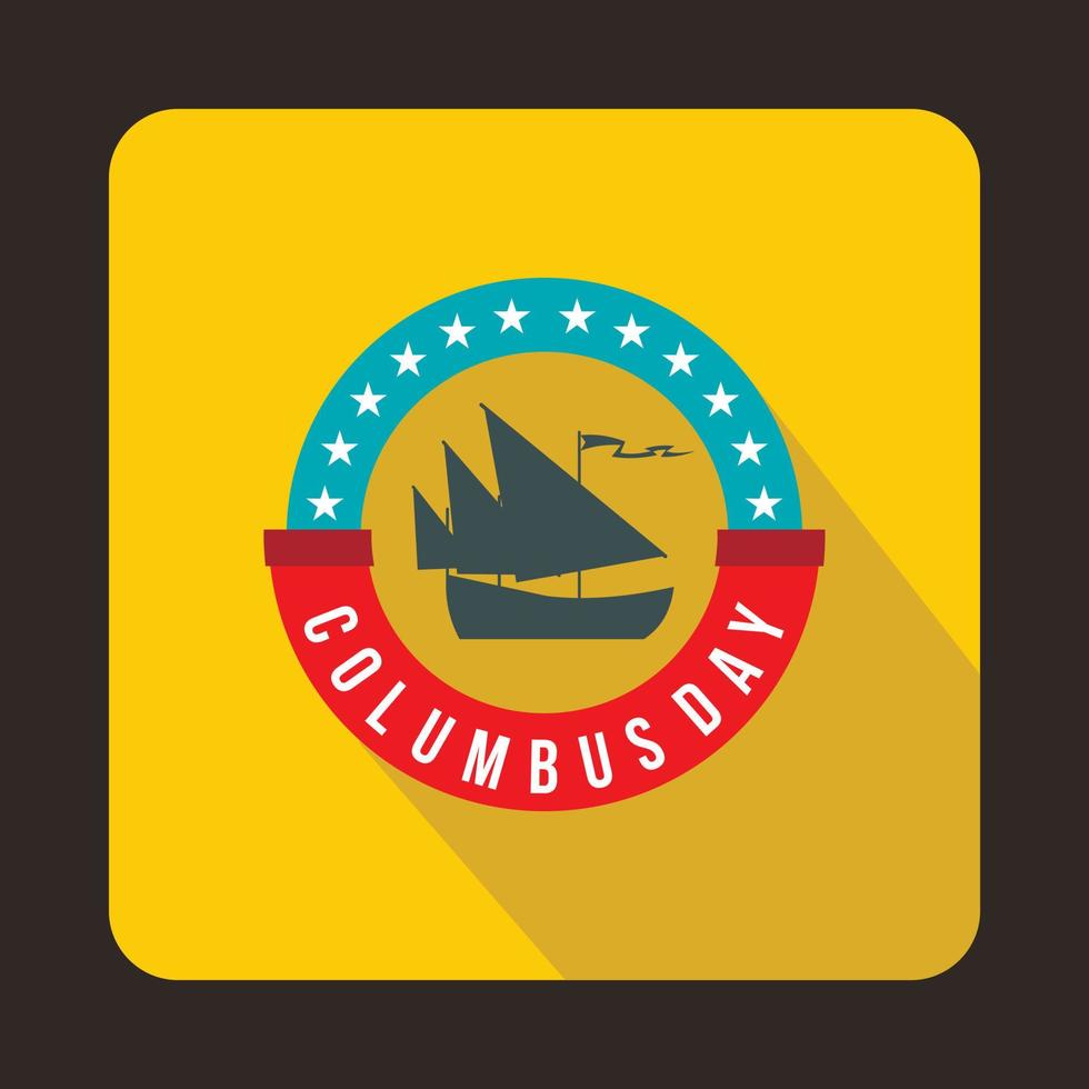 Columbus day badge icon, flat style vector