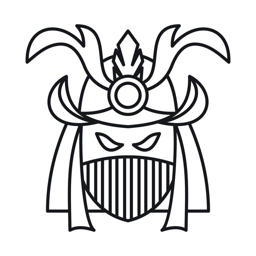 Japanese samurai mask icon, outline style vector