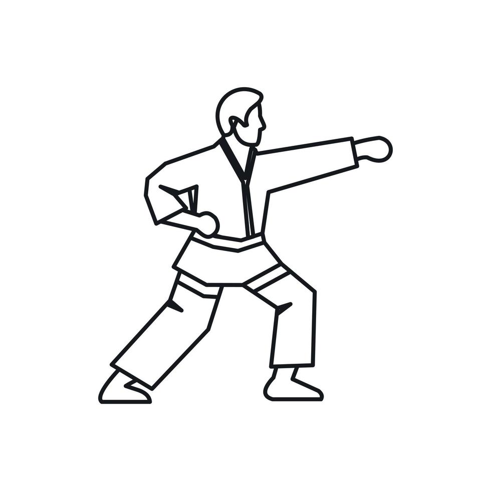 icono de luchador de karate, estilo de contorno vector