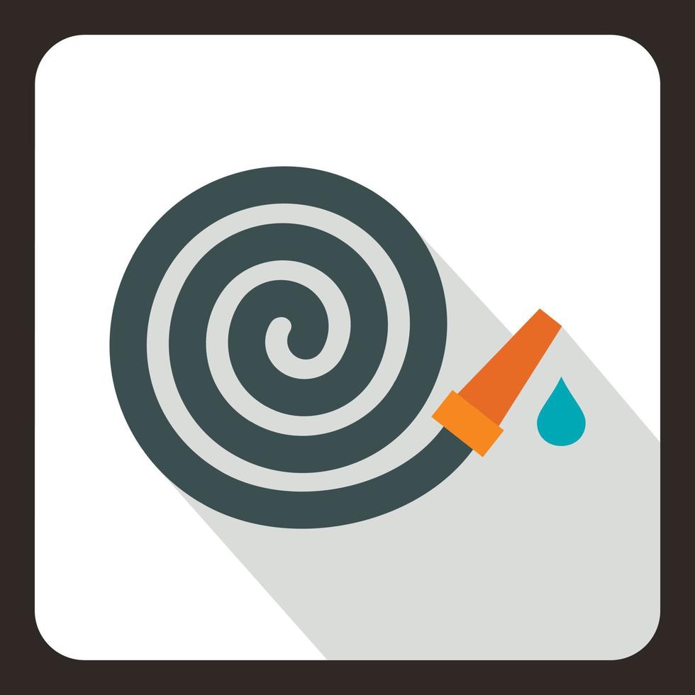 Rolled up garden hose icon, flat style vector