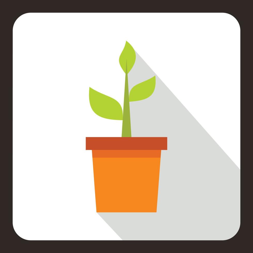 Green plant in a pot icon, flat style vector