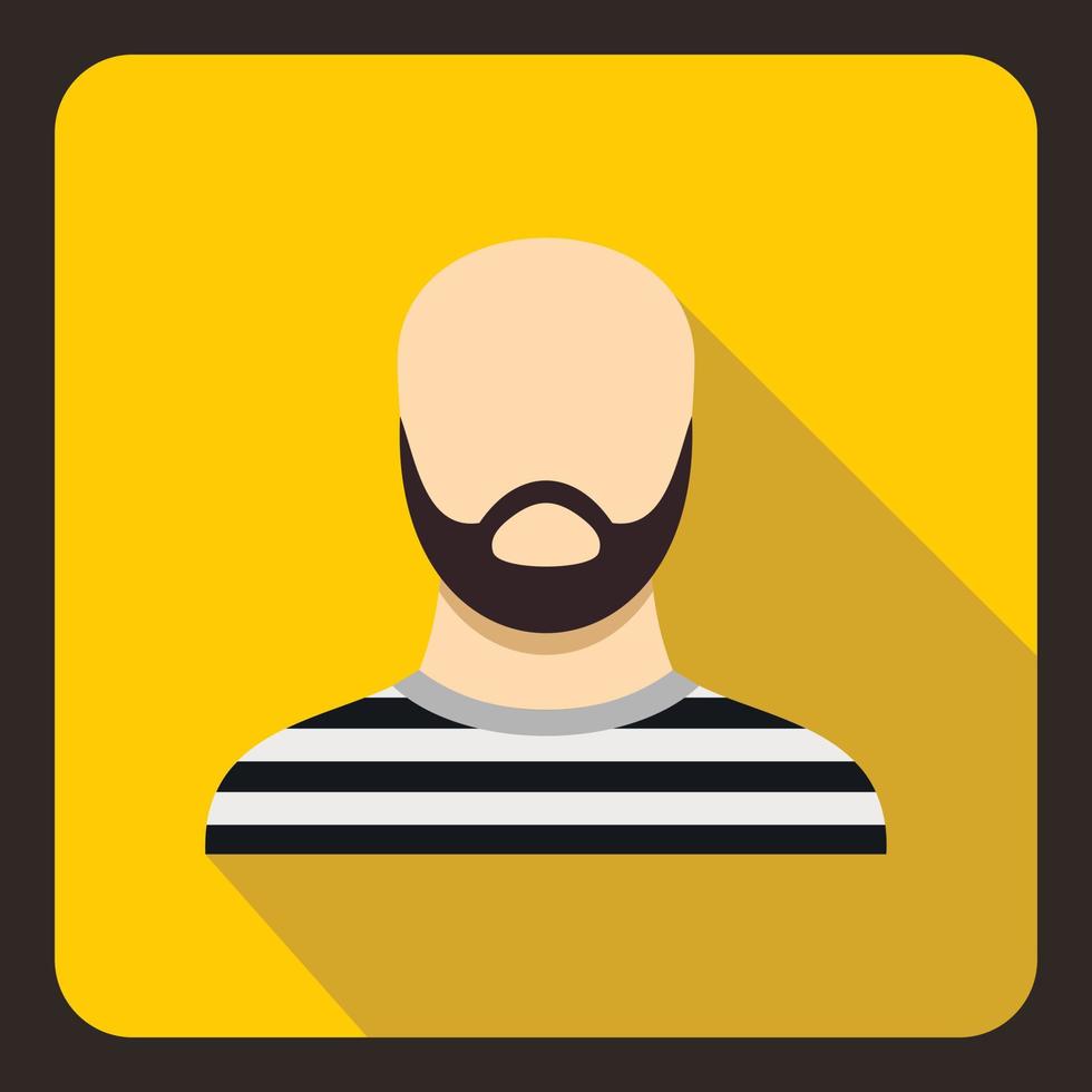 hombre barbudo en icono de atuendo de prisión, estilo plano vector