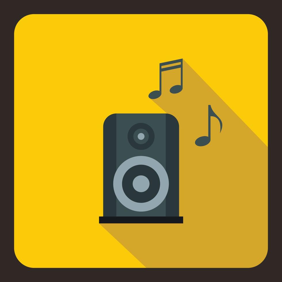Music speaker and notes icon, flat style vector
