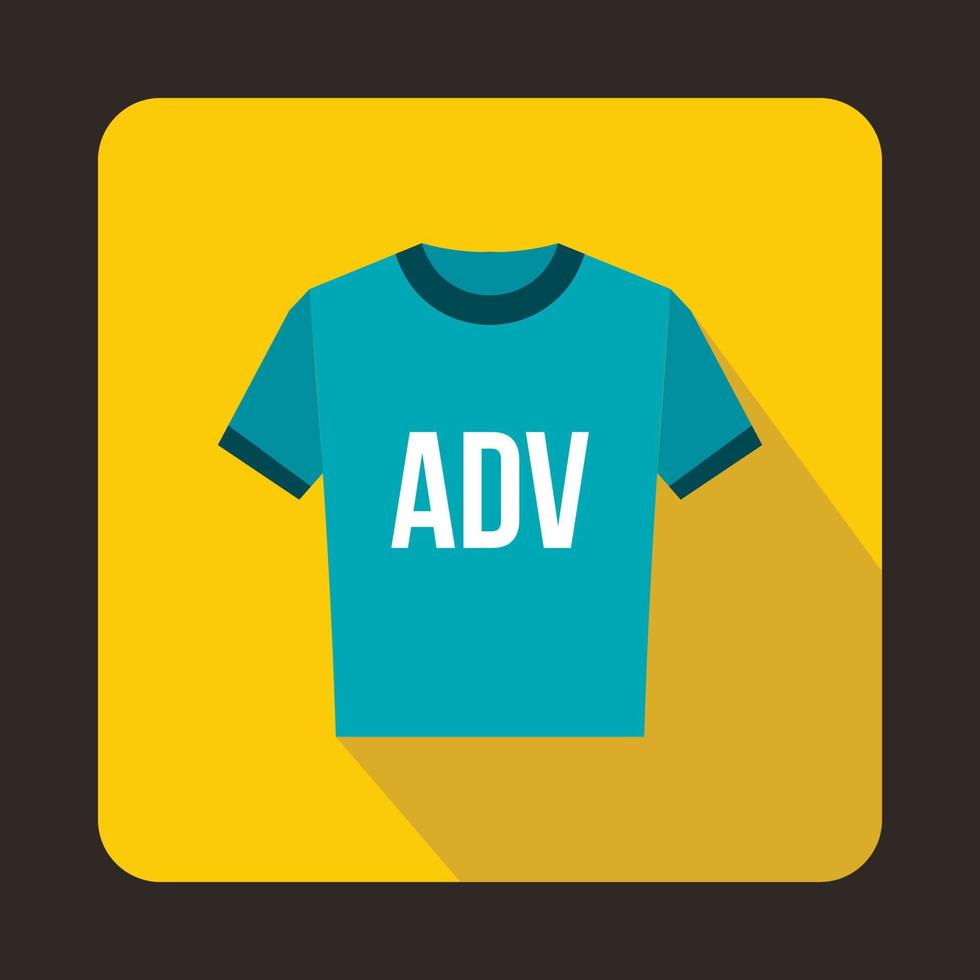 camiseta azul con icono de inscripción adv, estilo plano vector