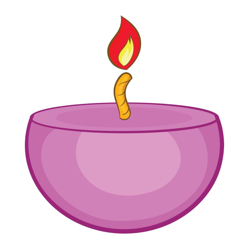 Pink urning candle ico, cartoon style vector