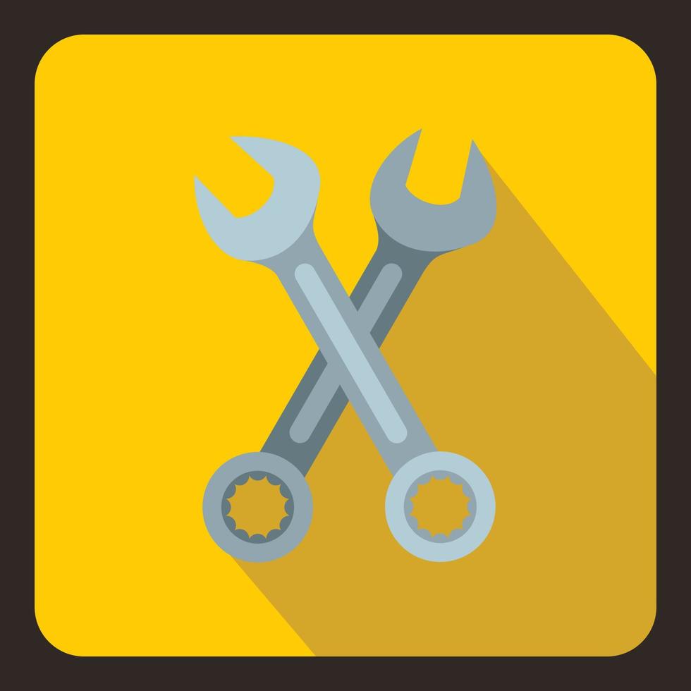 Crossed spanners icon, flat style vector