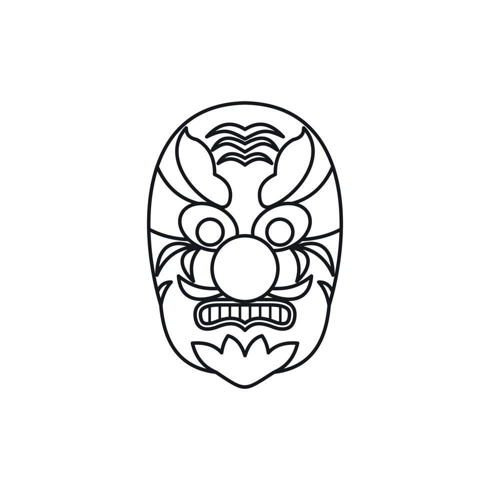 Hannya mask icon, outline style vector