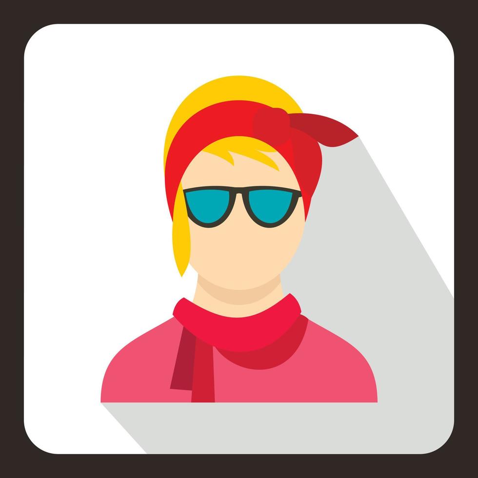 Hipster woman icon, flat style vector