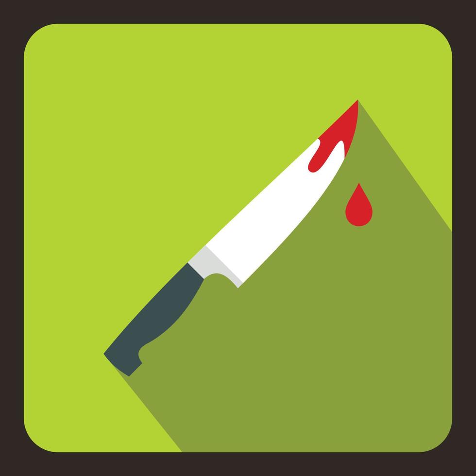 Steel knife covered with blood icon, flat style vector