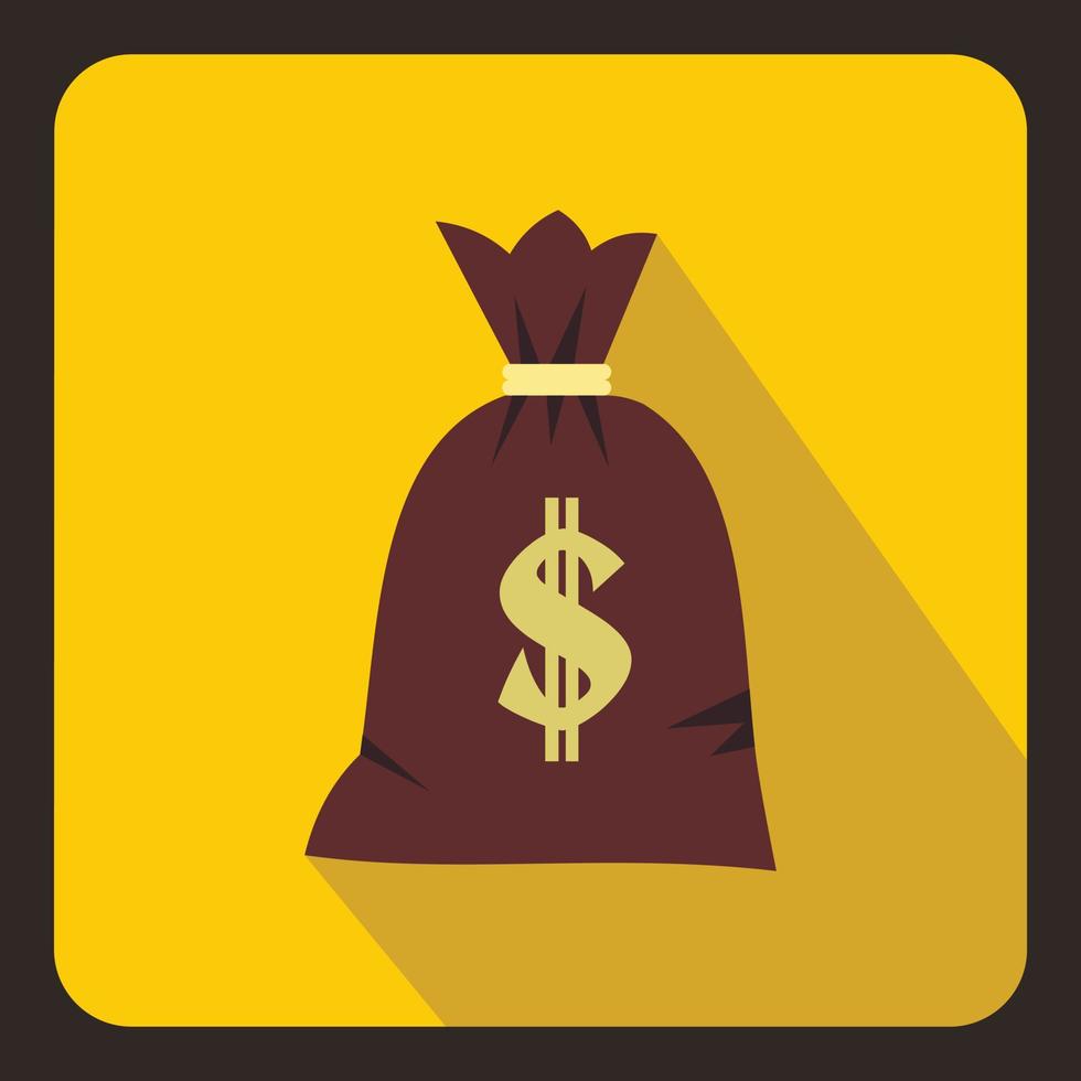 Money bag icon, flat style vector