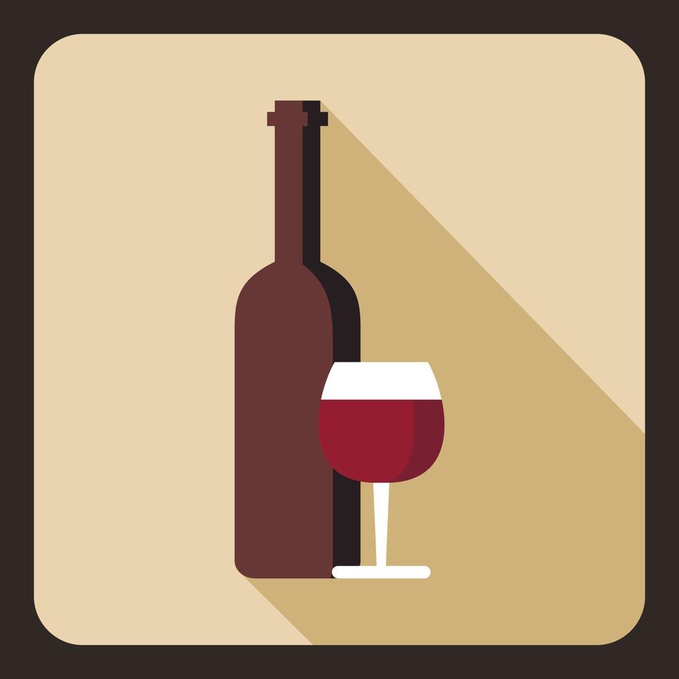 Red wine and glass icon, flat style vector