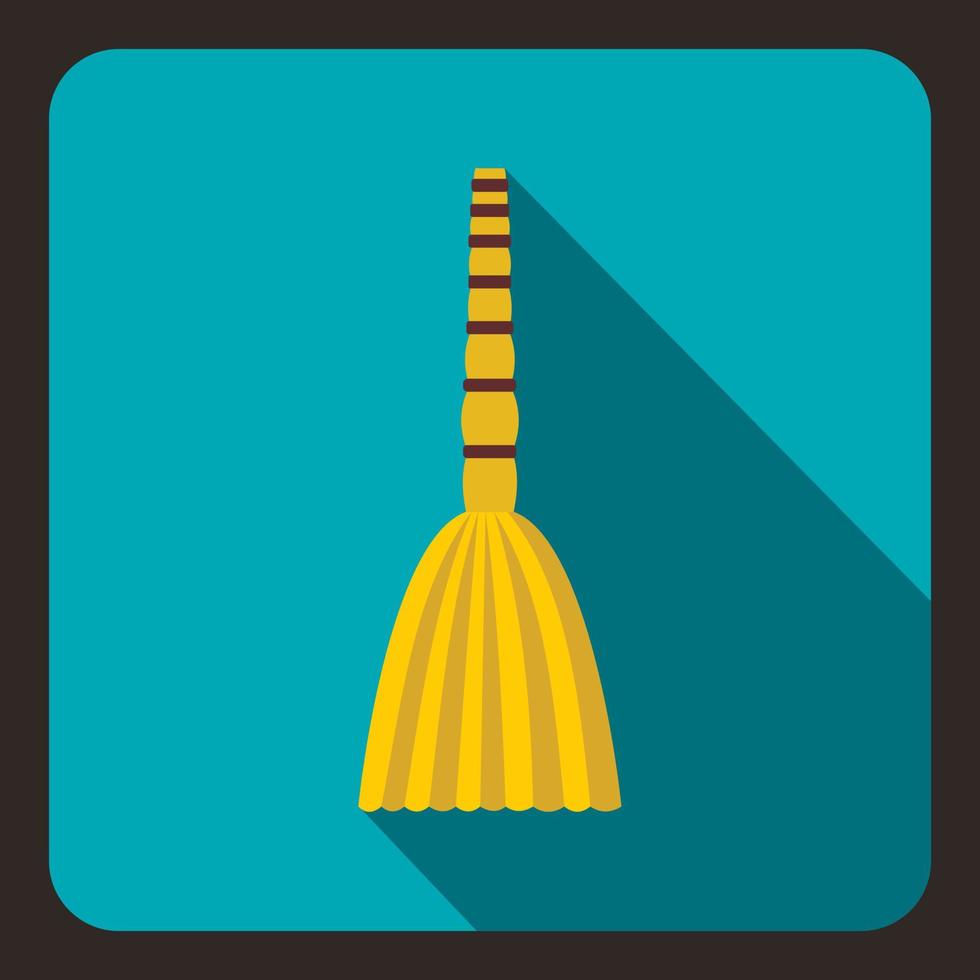 Yellow broom icon, flat style vector