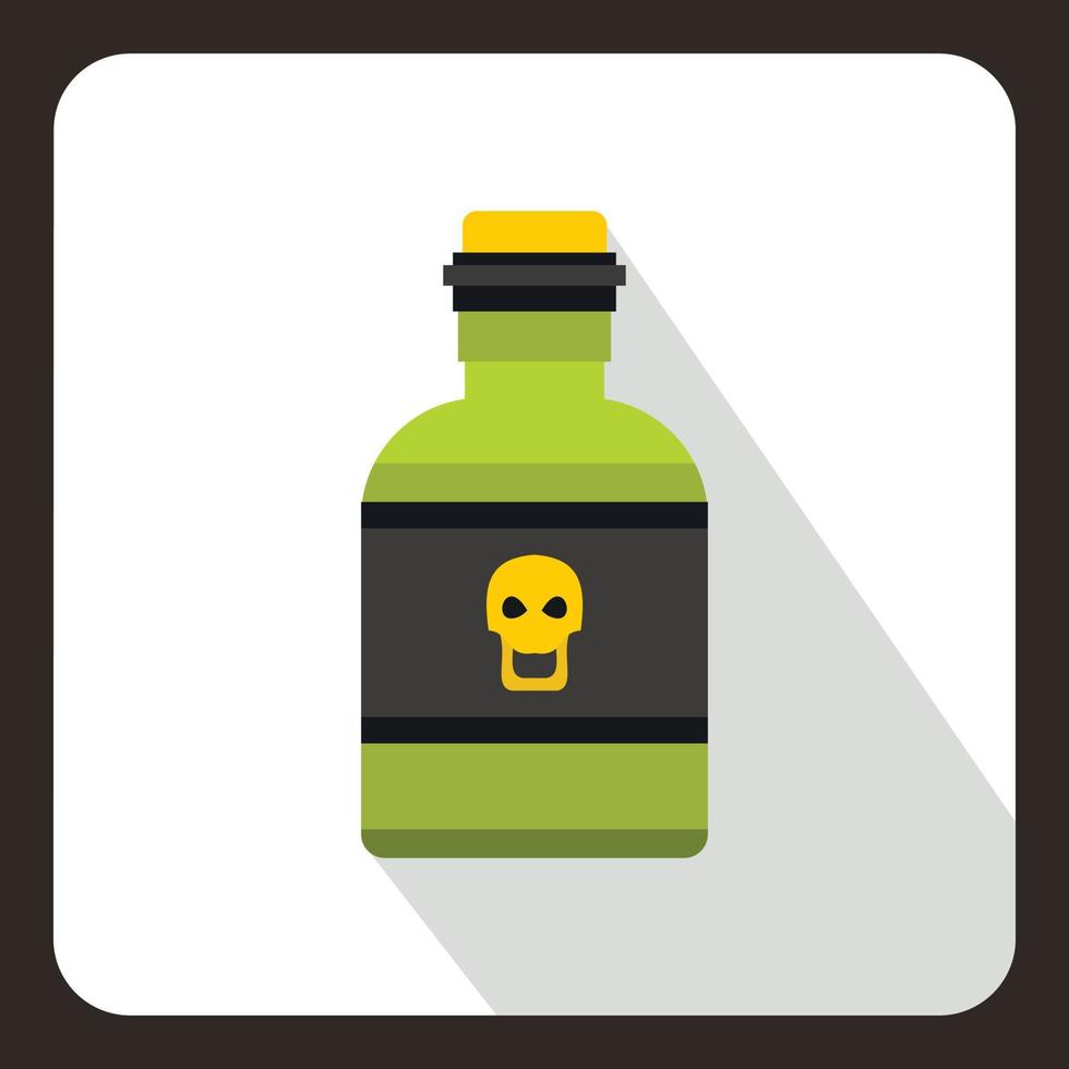 Poison bottle icon, flat style vector