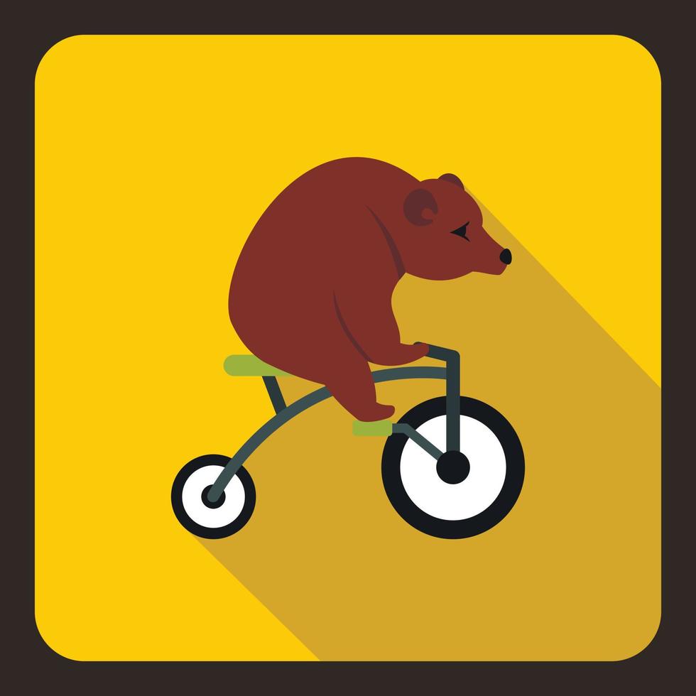 Bear on a bike icon, flat style vector