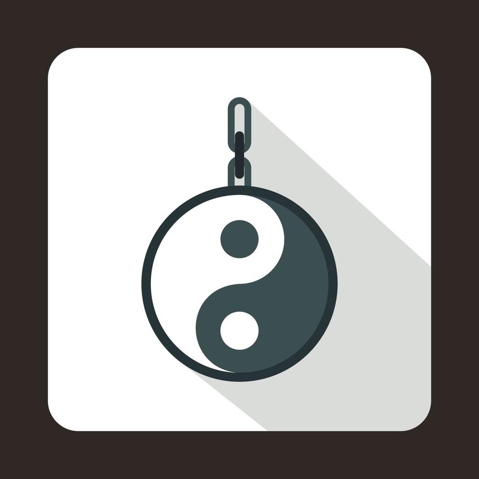 Amulet of yin yang icon, flat style vector