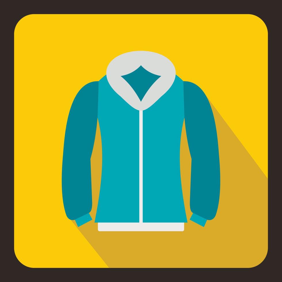 Blue mens winter jacket icon, flat style vector