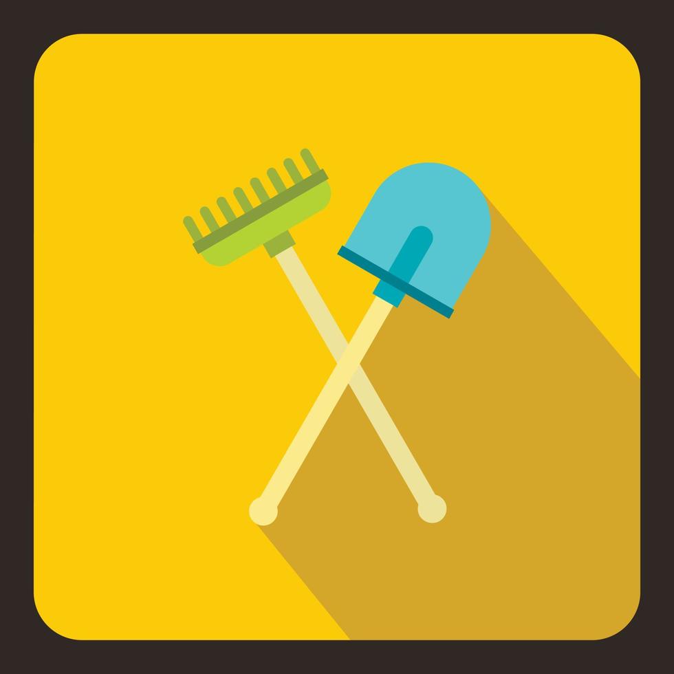 Shove and pitchfork icon, flat style vector