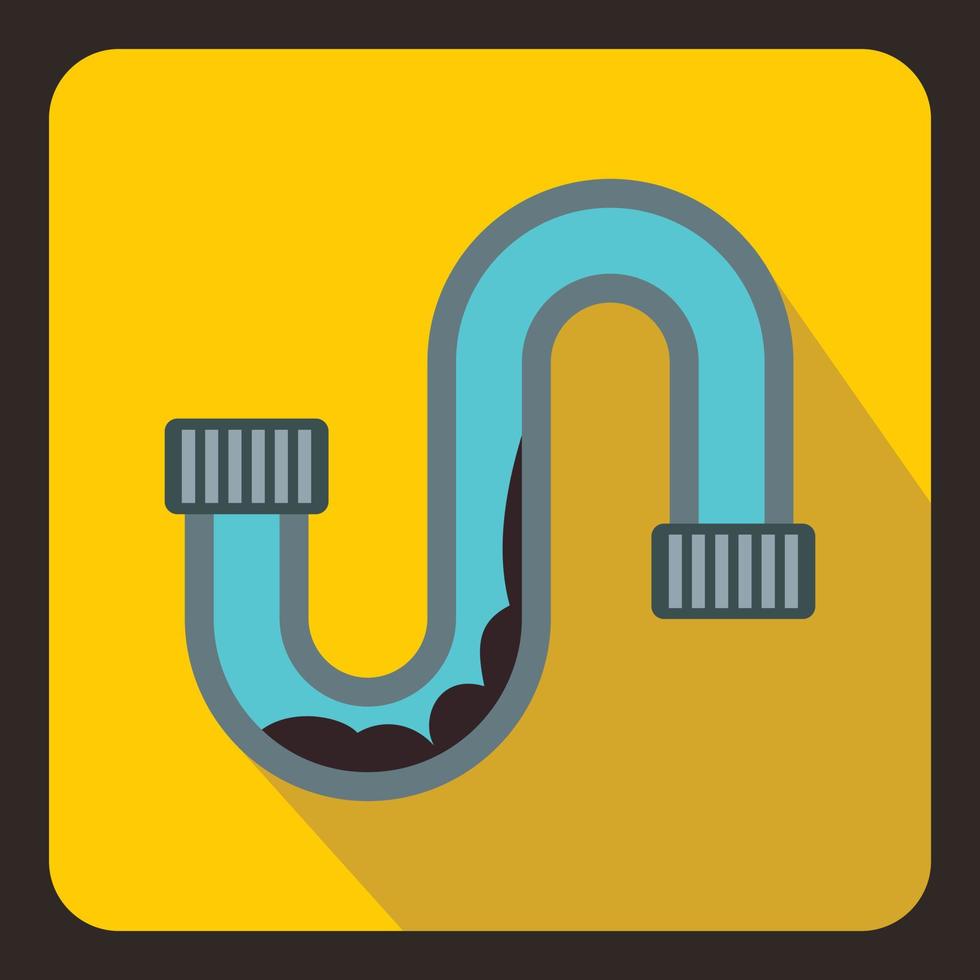 Clog in the pipe icon, flat style vector