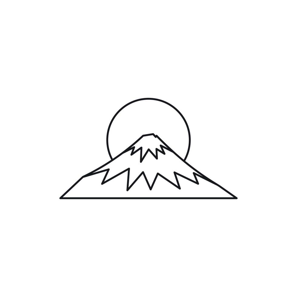 símbolo sagrado del icono de japón fuji, estilo de esquema vector