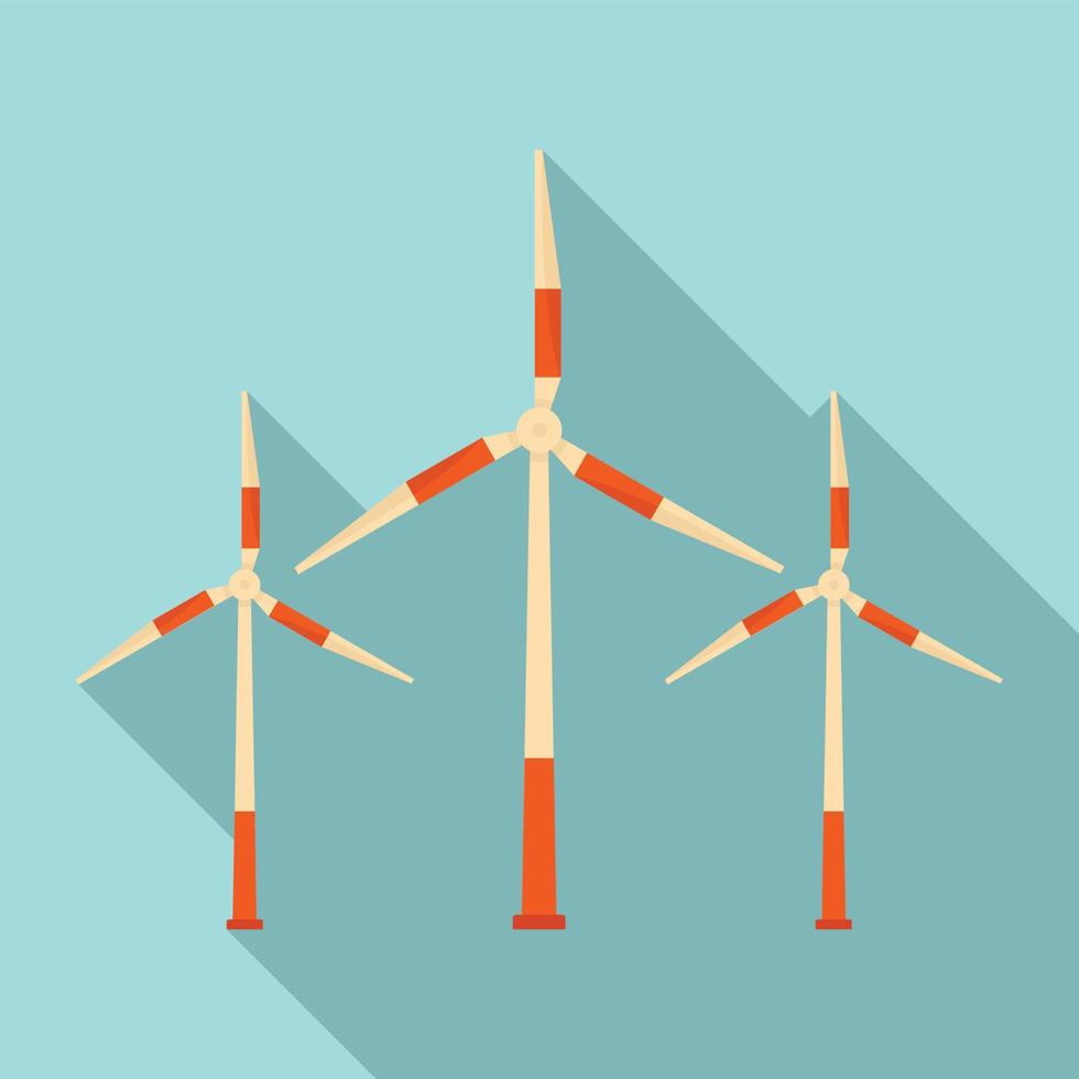 Modern wind turbine icon, flat style vector