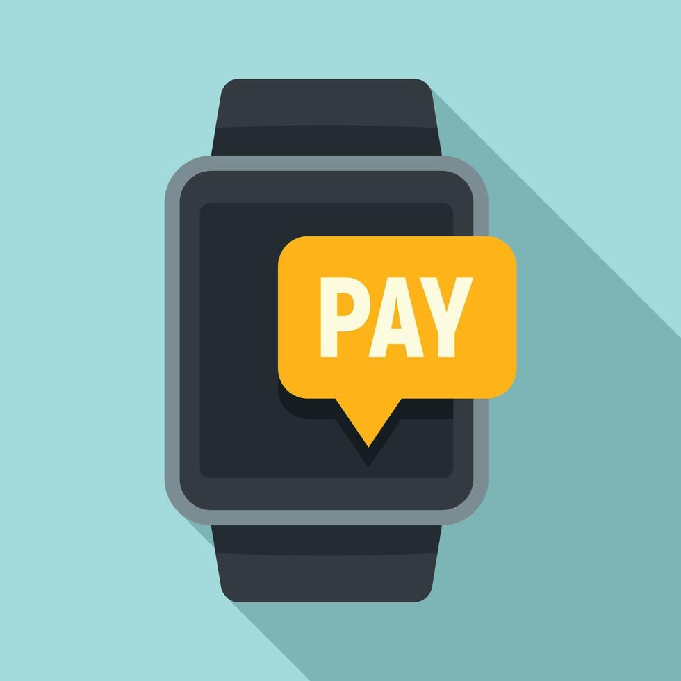 Smartwatch nfc payment icon, flat style vector