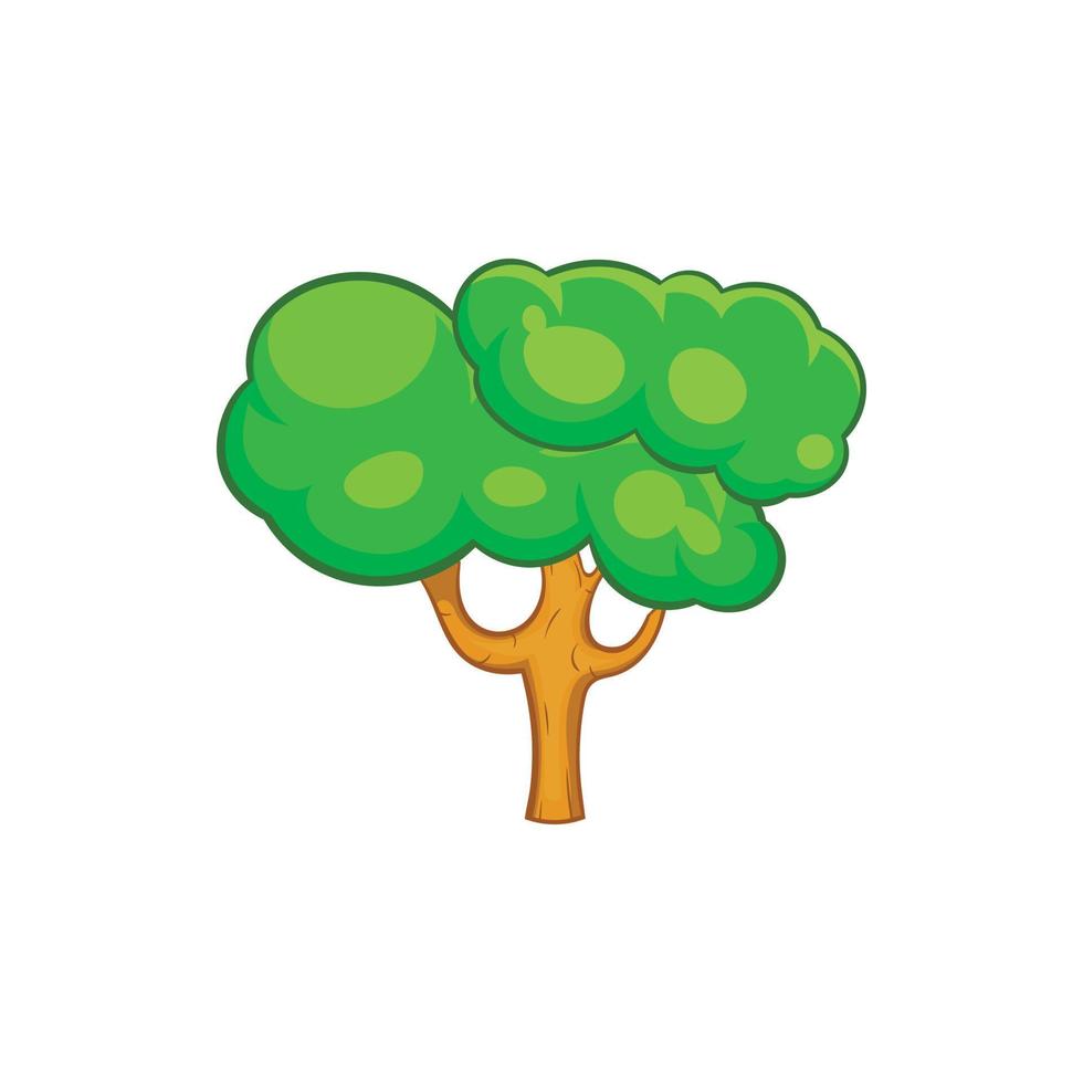 Green tree icon in cartoon style vector