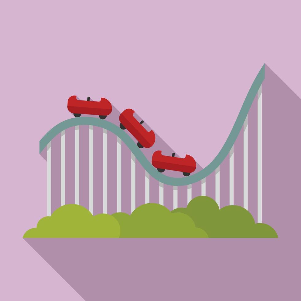 Roller coaster entertainment icon, flat style vector