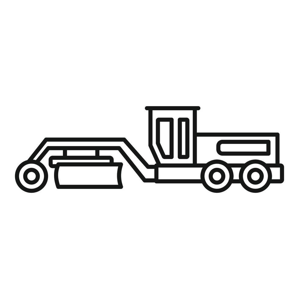 icono de tractor de máquina niveladora, estilo de esquema vector