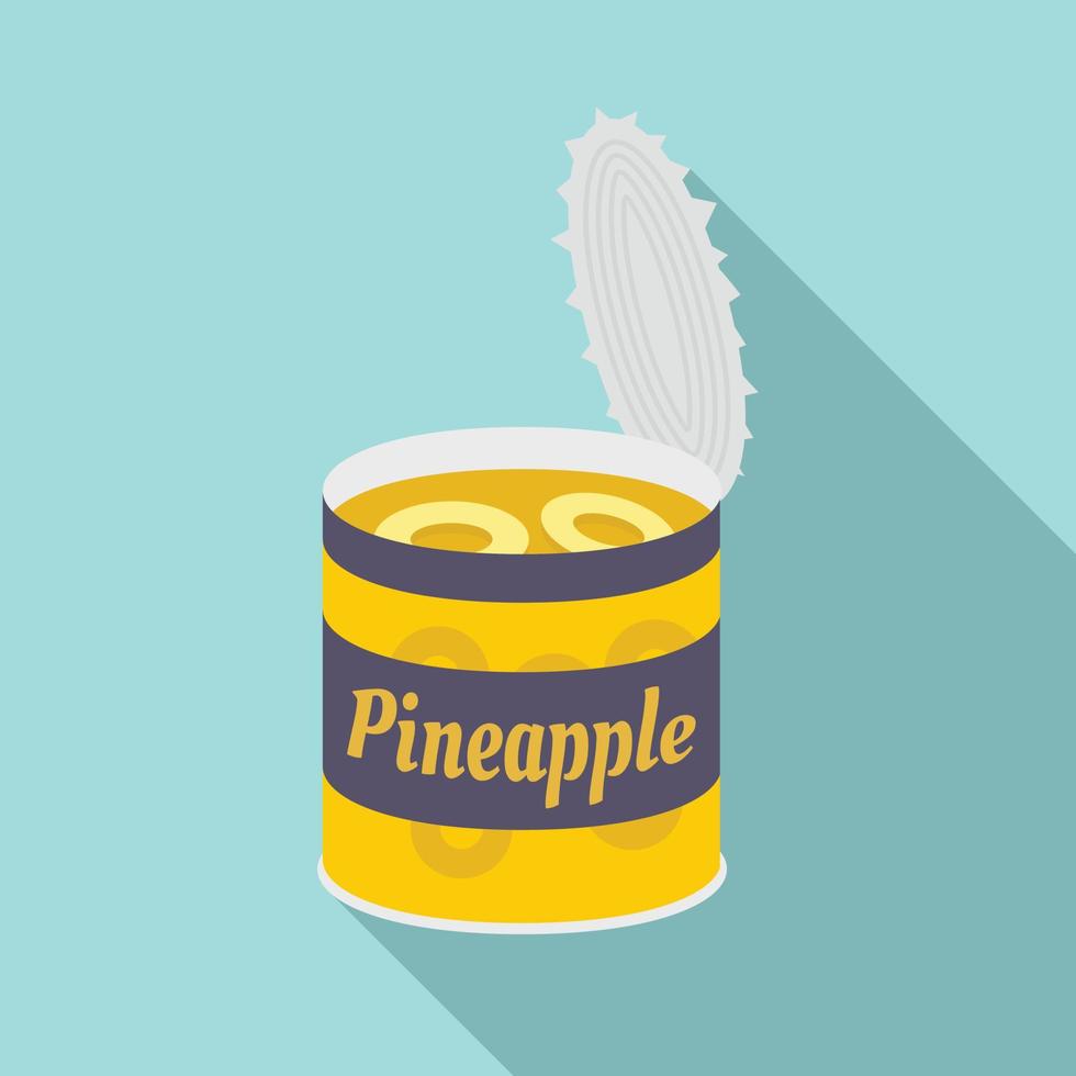 Pineapple tin can icon, flat style vector