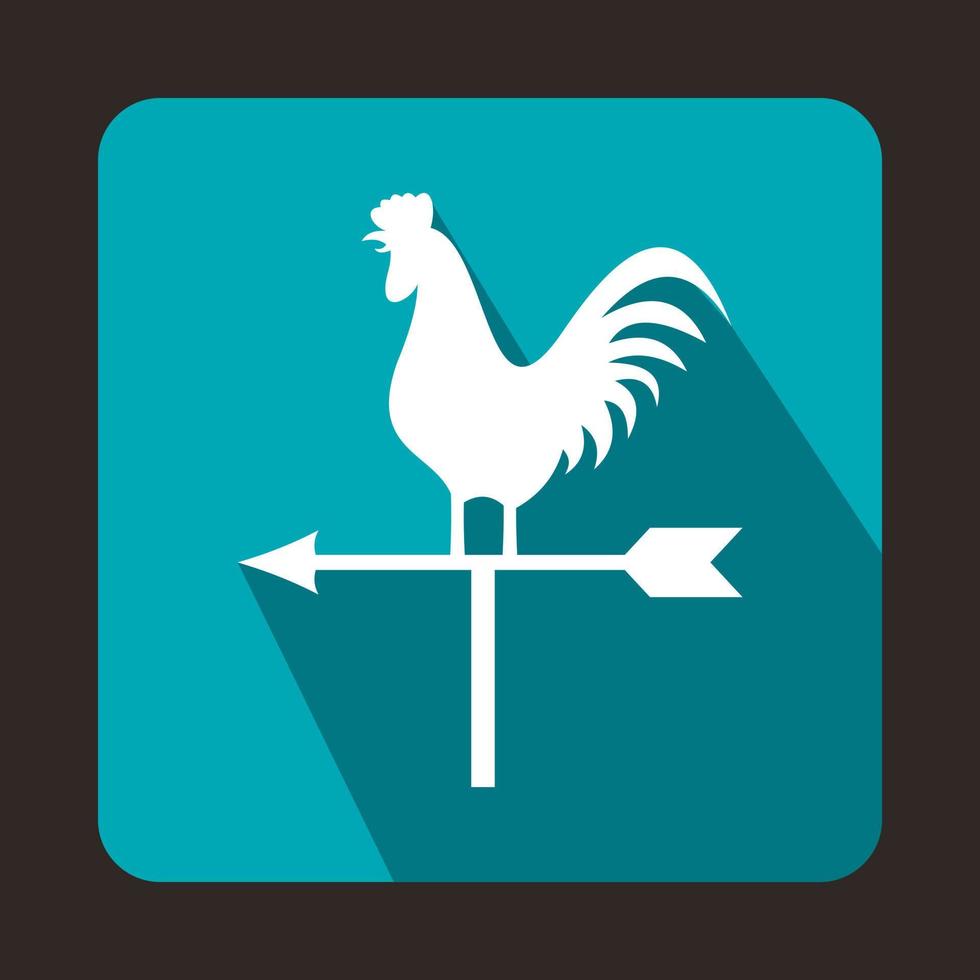 White weather vane with cock icon, flat style vector