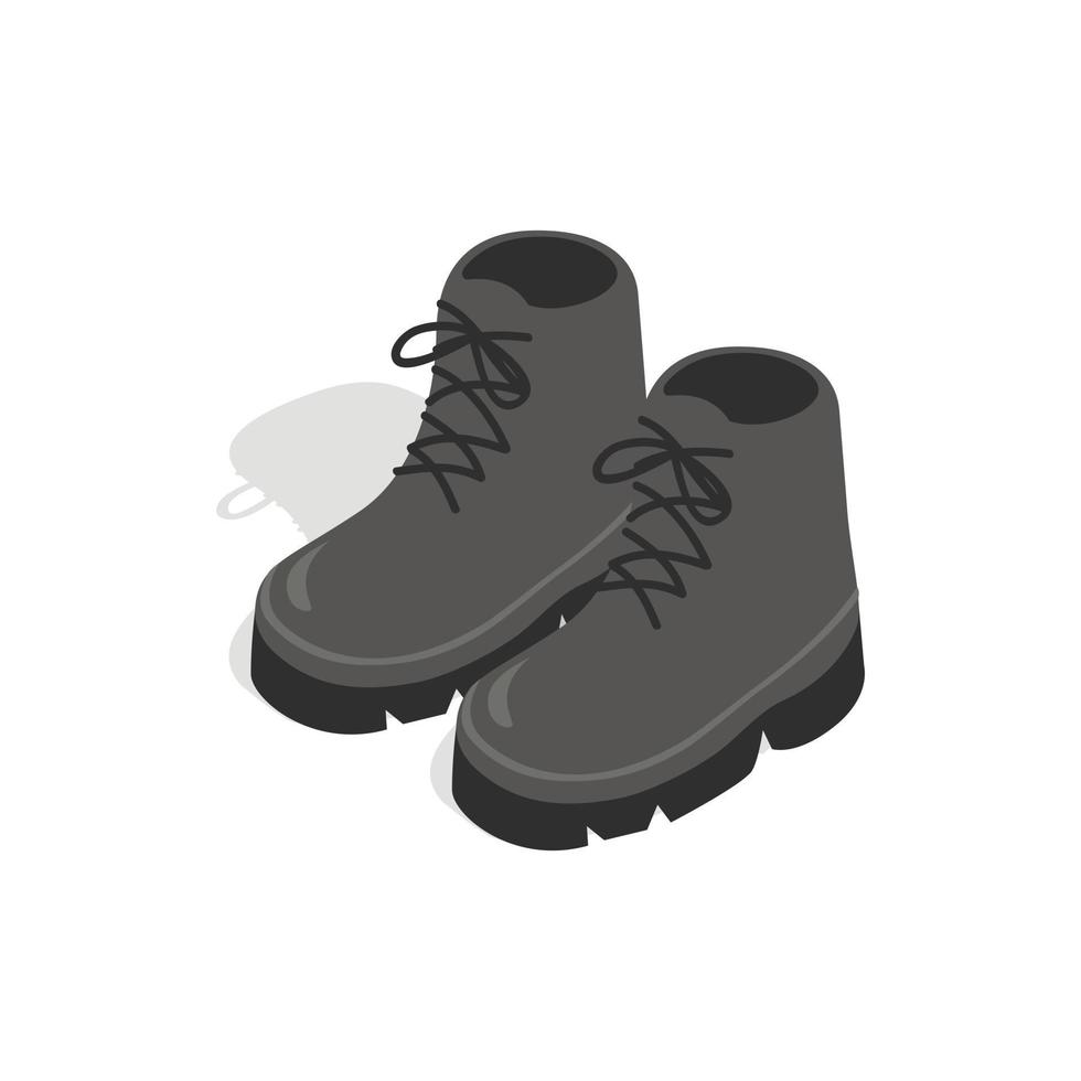 Black boots icon in isometric 3d style vector