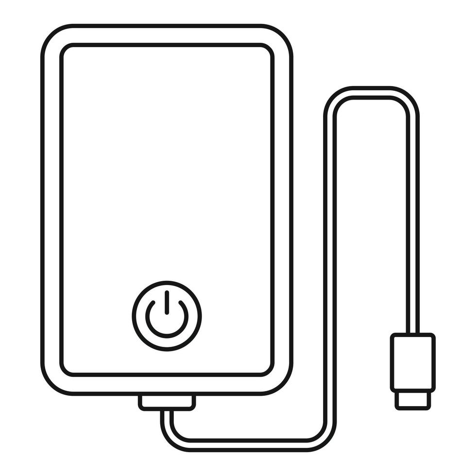 Power bank cable icon, outline style vector