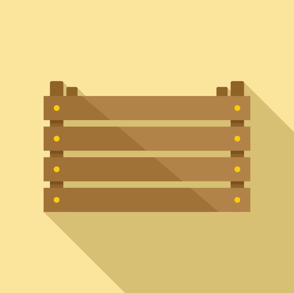 icono de caja de madera de almacenamiento, estilo plano vector