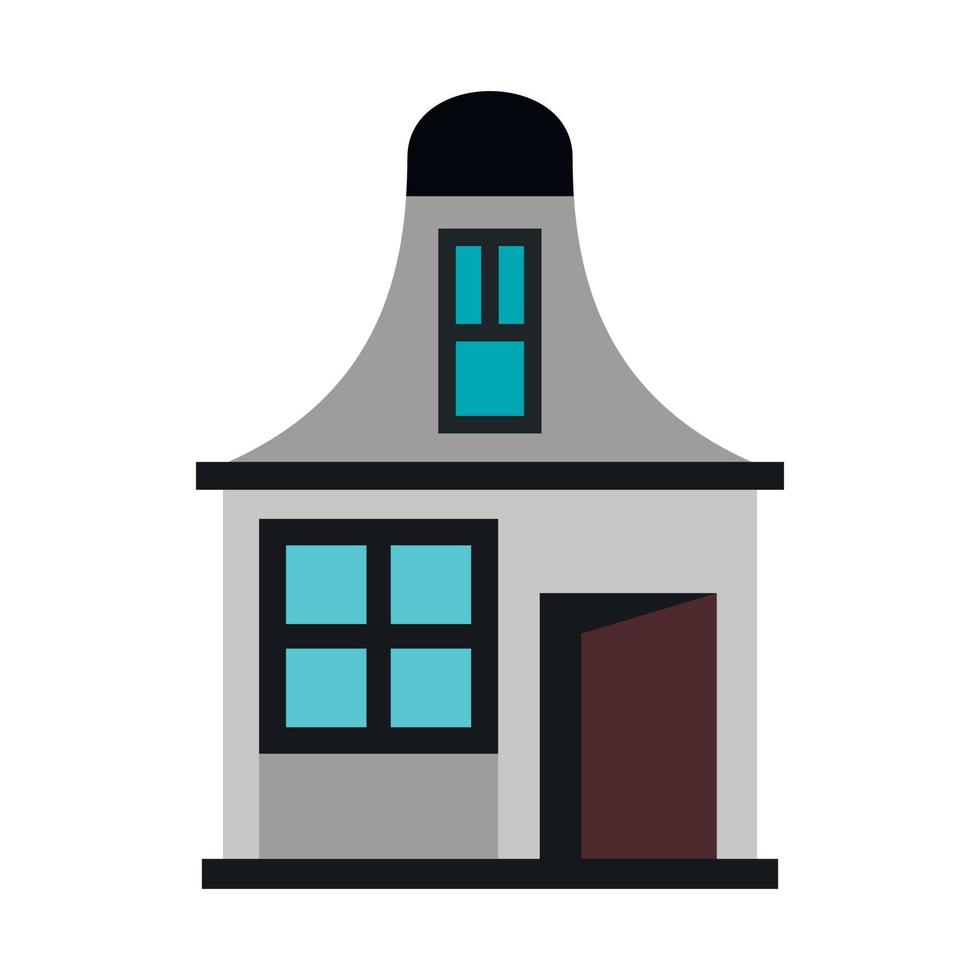 House with a mansard icon, flat style vector