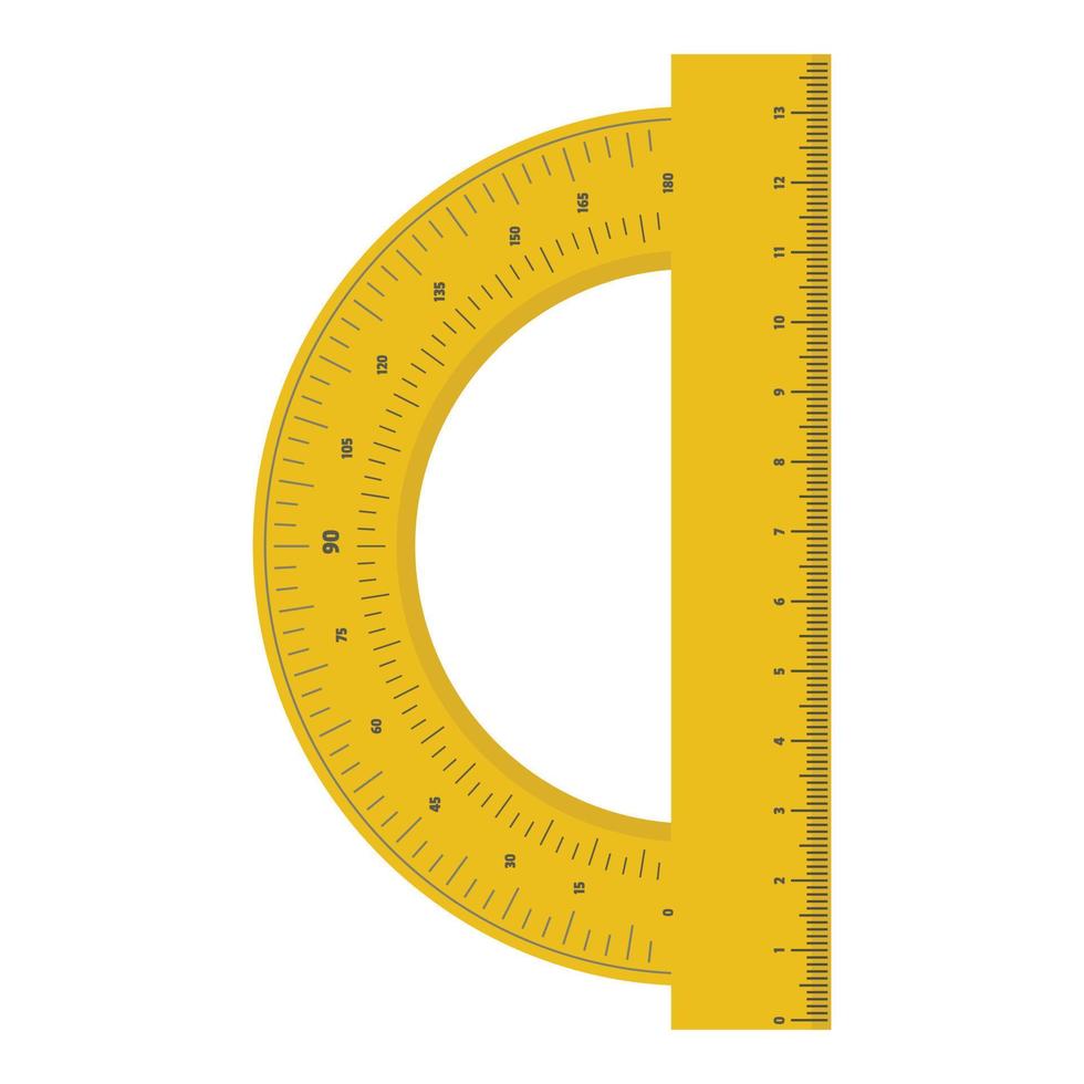 Yellow protractor icon, flat style. vector