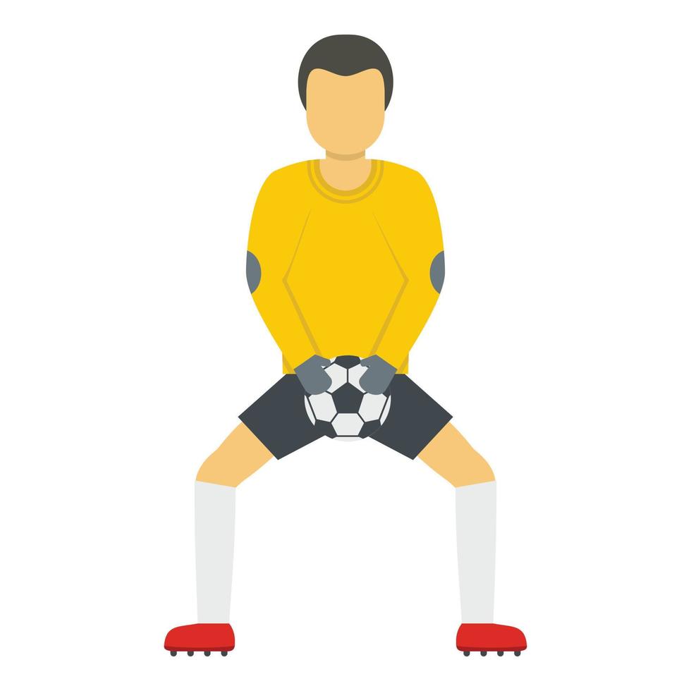 Goalkeeper with ball icon, flat style vector