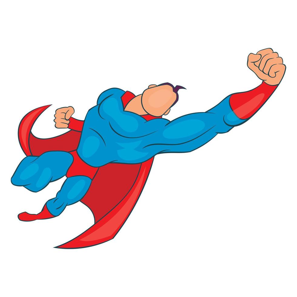Superhero flying forward icon, cartoon style vector