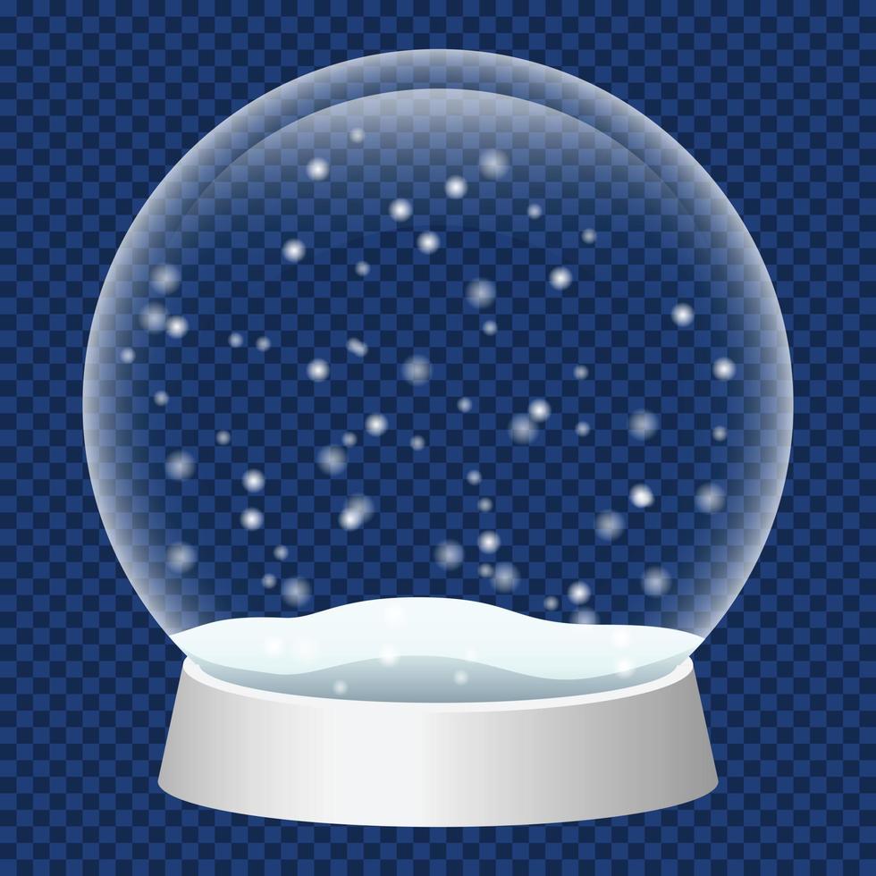 Glass snowglobe icon, realistic style vector
