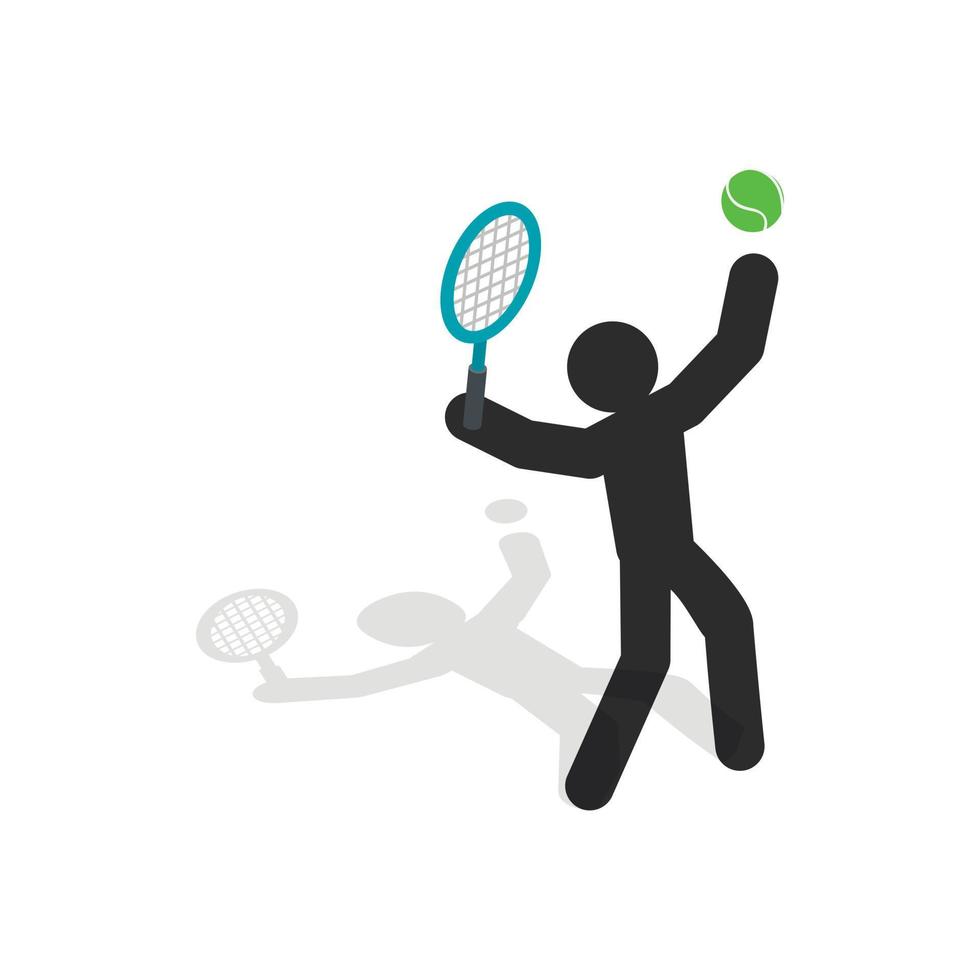 Tennis player icon, isometric 3d style vector