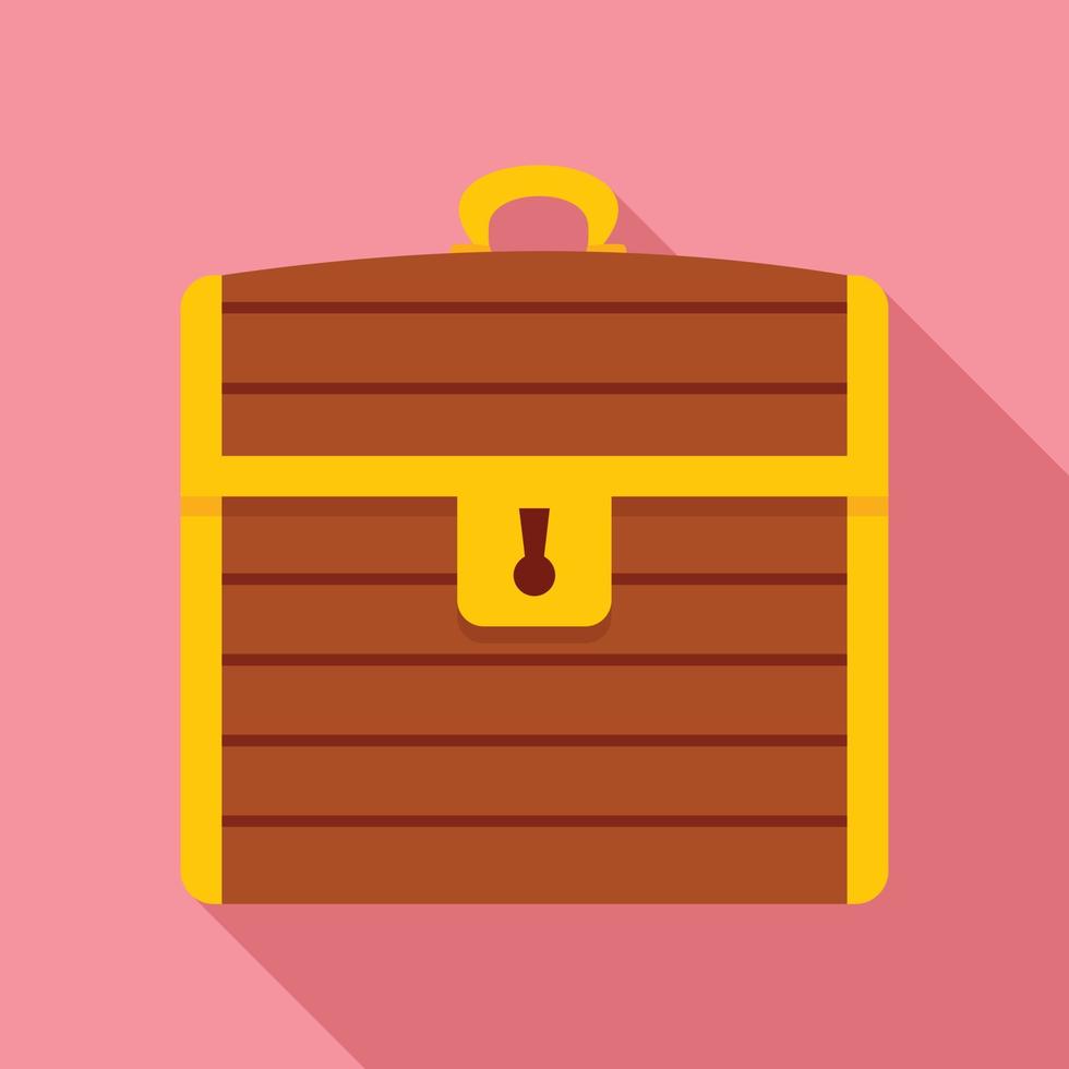 Treasure chest icon, flat style vector